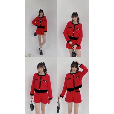 Set dạ lông thỏ viền nhung đen 795