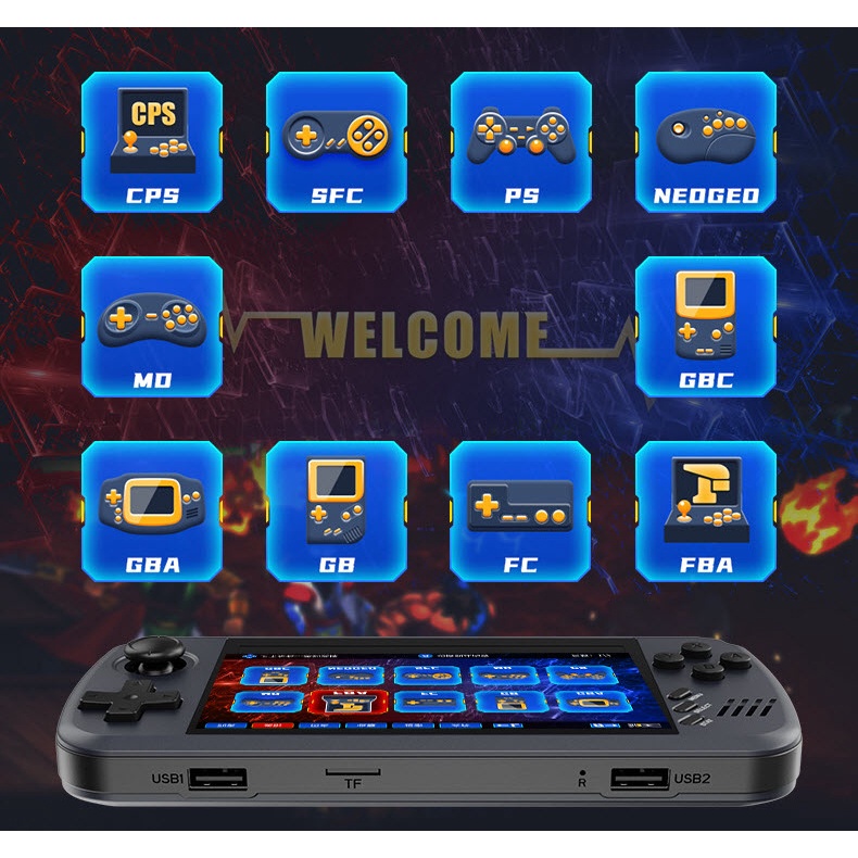 Máy chơi game Powkiddy X39 PRO – 2023 Nâng cấp màn hình 4.5 inch IPS ĐỘ PHÂN GIẢI CAO HƠN - Chơi game PS1/FC/SFC/FBA/GBA