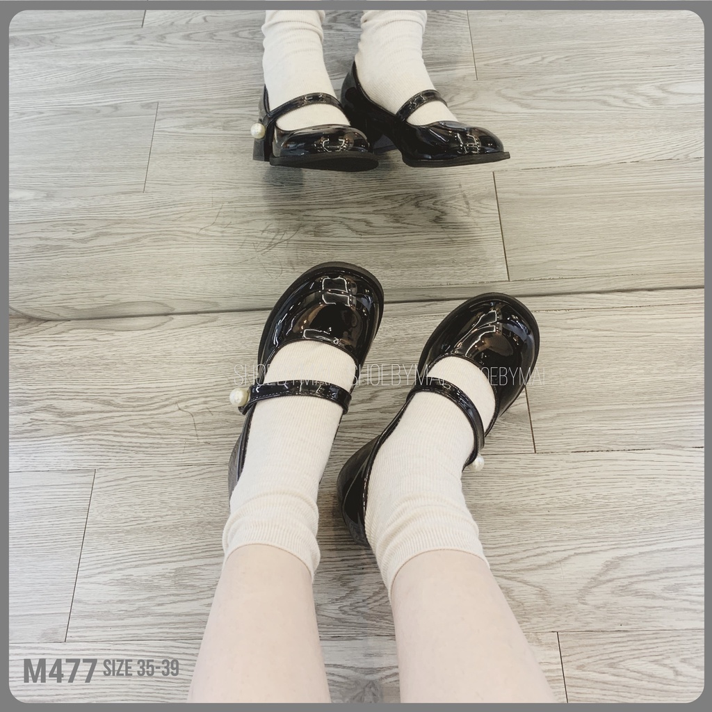 Giày búp bê mary jane nữ quai dán ngọc M477