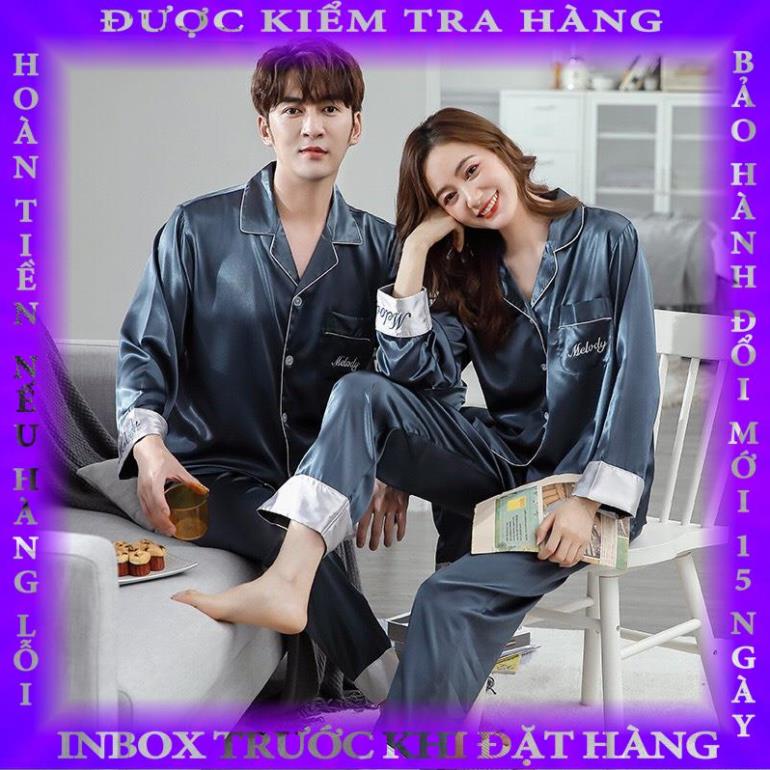 Bộ Ngủ Pyjama Dài Tay Chất Lụa Đẹp Mặc Đôi Dành Cho Nam Và Nữ - Đồ Mặc Nhà Sang Chảnh vandung