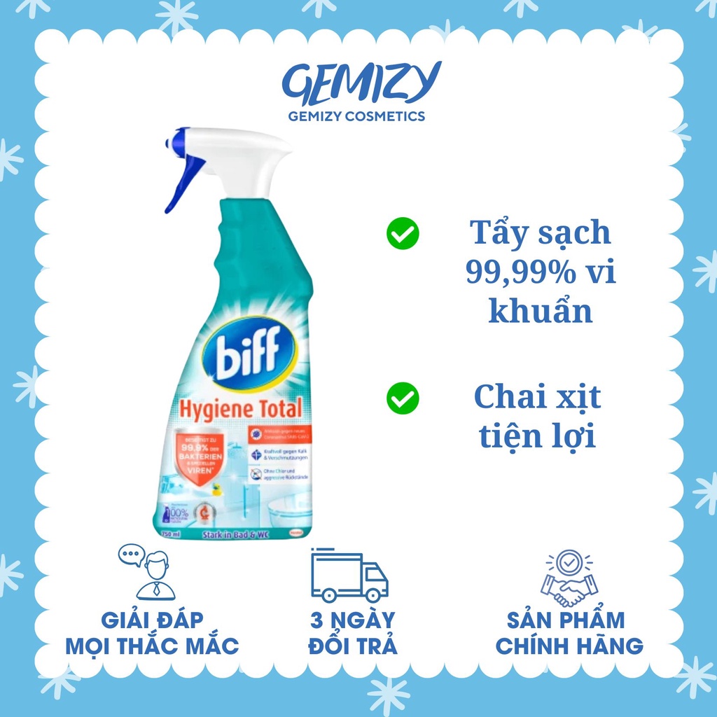 Xịt tẩy rửa nấm mốc Biff Hygiene Total 750ml Đức diệt vi khuẩn nhà tắm  - Gemizy Shop