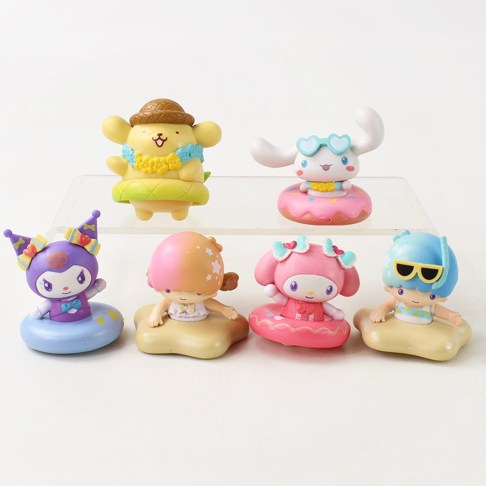 SANRIO Set 6 Mô Hình Mô Phỏng Nhân Vật Phim Hoạt Hình my melody Cinnamoroll kuromi pom purin q