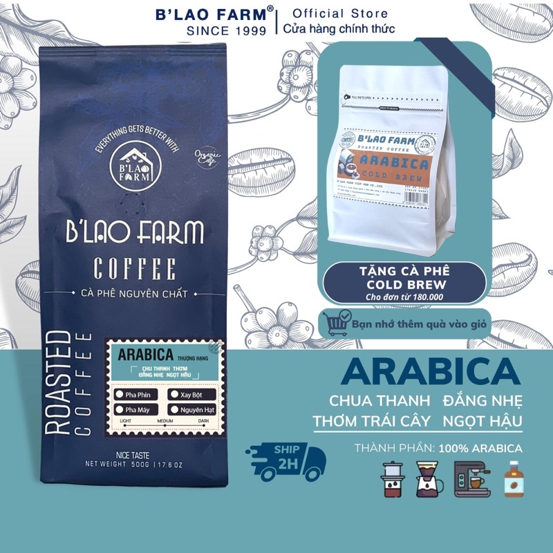 Cà phê Arabica cầu đất B LAO FARM cà phê nguyên chất rang mộc dành cho