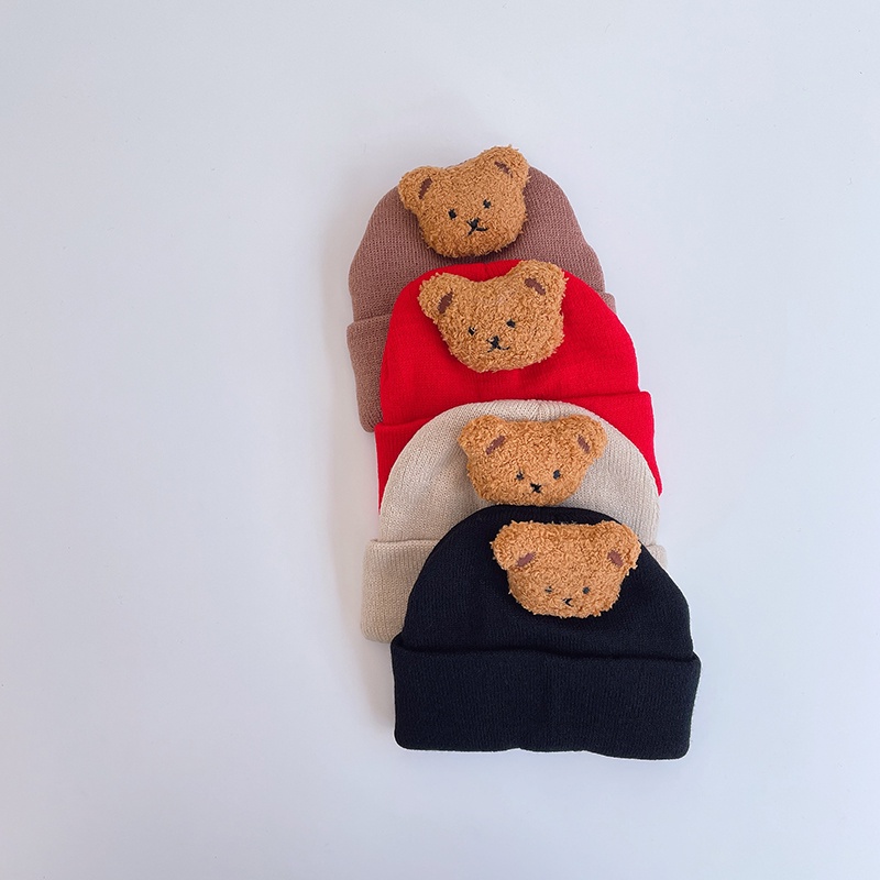 Mũ Len Co Giãn Hình Gấu Hoạt Hình Cho Bé