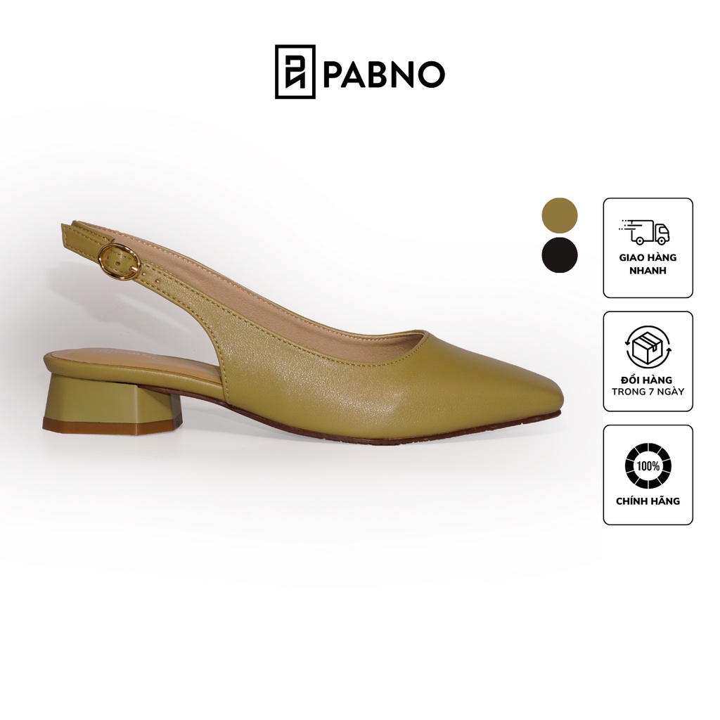 Giày cao gót nữ PABNO Slingback trơn gót trụ bít mũi 3cm_PN484