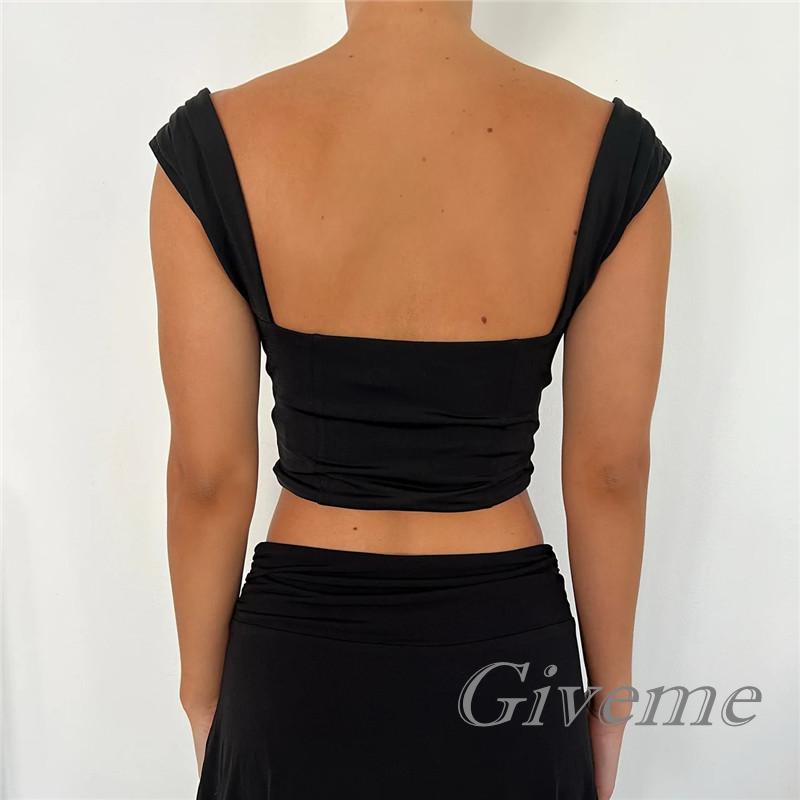 Áo Thun Không Tay Cổ Vuông Màu Sắc Đơn Giản Cho Nữ