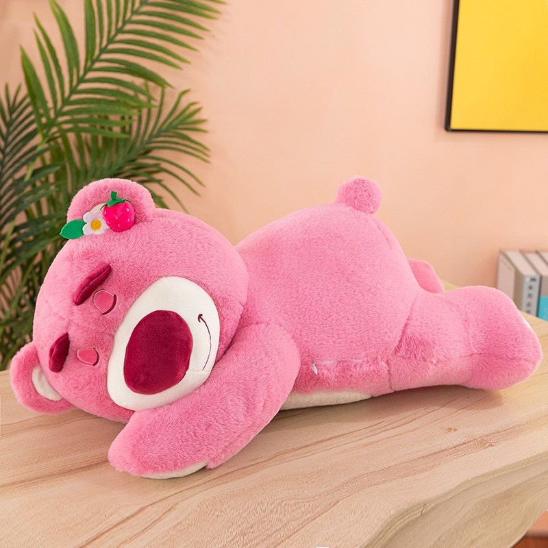 [Hàng mới về] Gấu bông Disney Lotso Gấu hồng dâu tây nằm ngủ dễ thương size 40cm, 55cm làm quà tặng sinh nhật