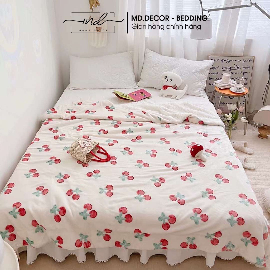 Chăn lông cừu nhung tuyết MD Decor kích thước 2mx2m3 ấm áp nhiều họa tiết 3D dễ thương tiện lợi cho mọi gia đình