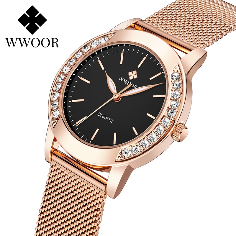 Đồng Hồ Quartz WWOOR Đính Đá Sang Trọng 8877