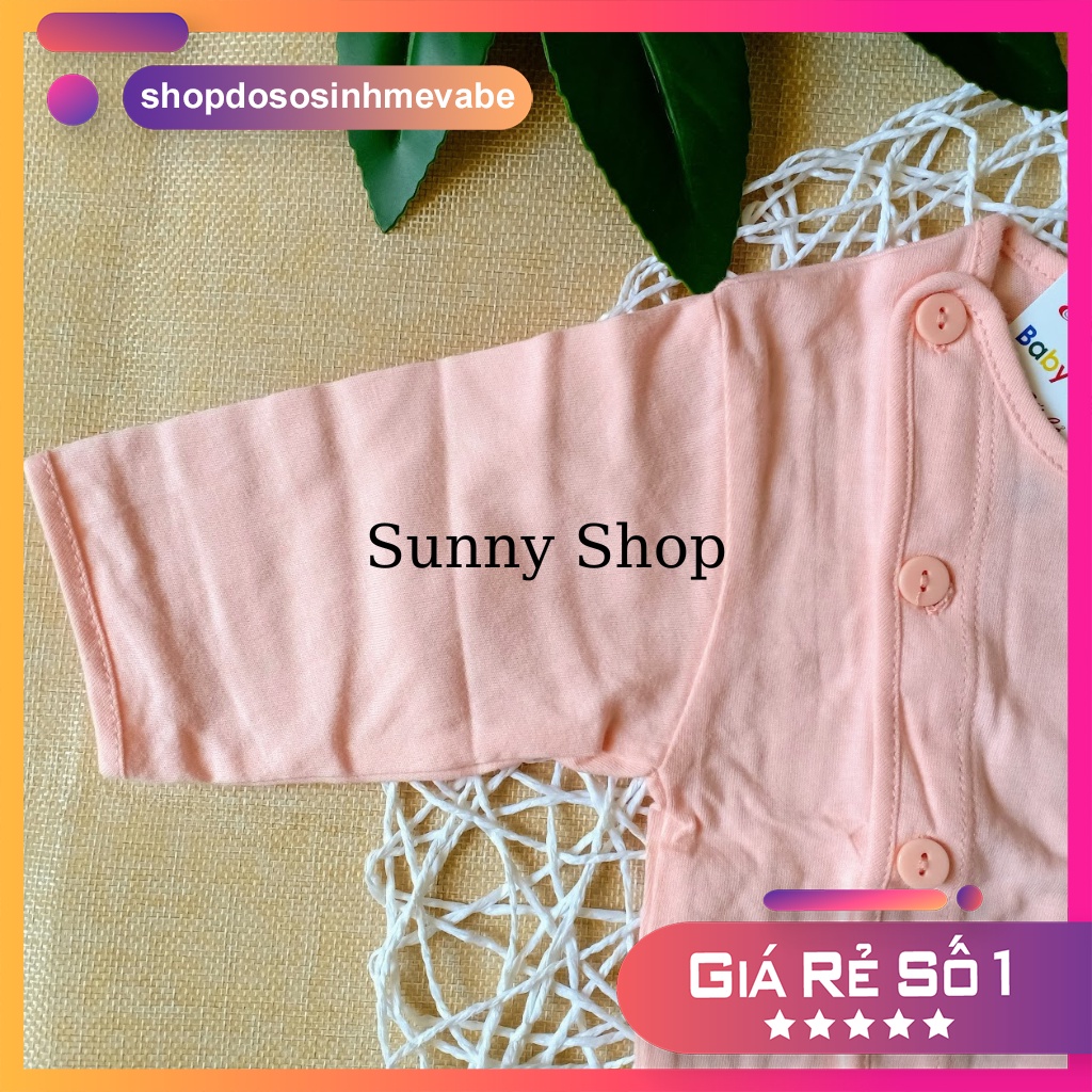 Áo sơ sinh MÀU BÁC SĨ tay DÀI AN AN/ Áo cúc lệch em bé