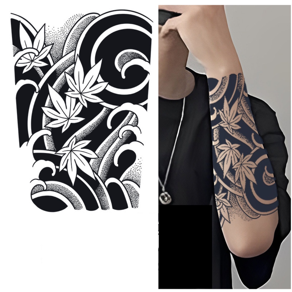 Hình xăm dán ma thuật 24h mới lên hình full bắp 17x24cm, Thời gian lưu hình trên da lên đến 20 ngày.