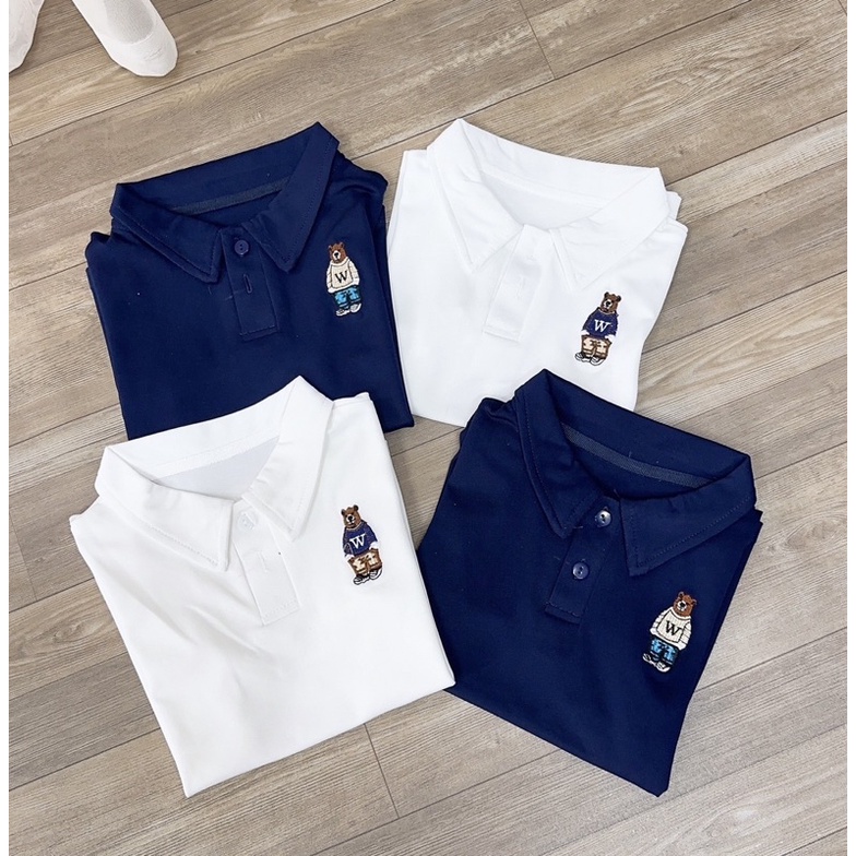 set 2 áo polo cộc tay hình gấu whou cho bé