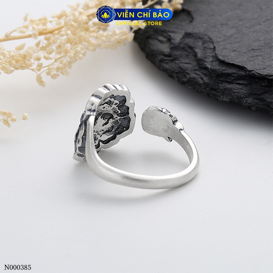 Nhẫn bạc nữ hoa sen bản lớn chất liệu bạc 925 thời trang phụ kiện trang sức Viễn Chí Bảo N000385