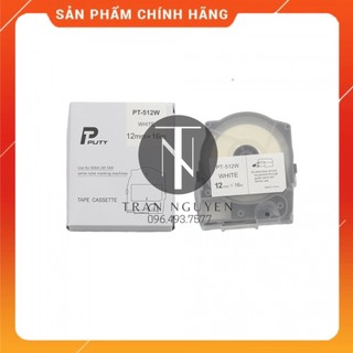 Băng nhãn in max pt-512w - đen nền trắng 12mm x 16m