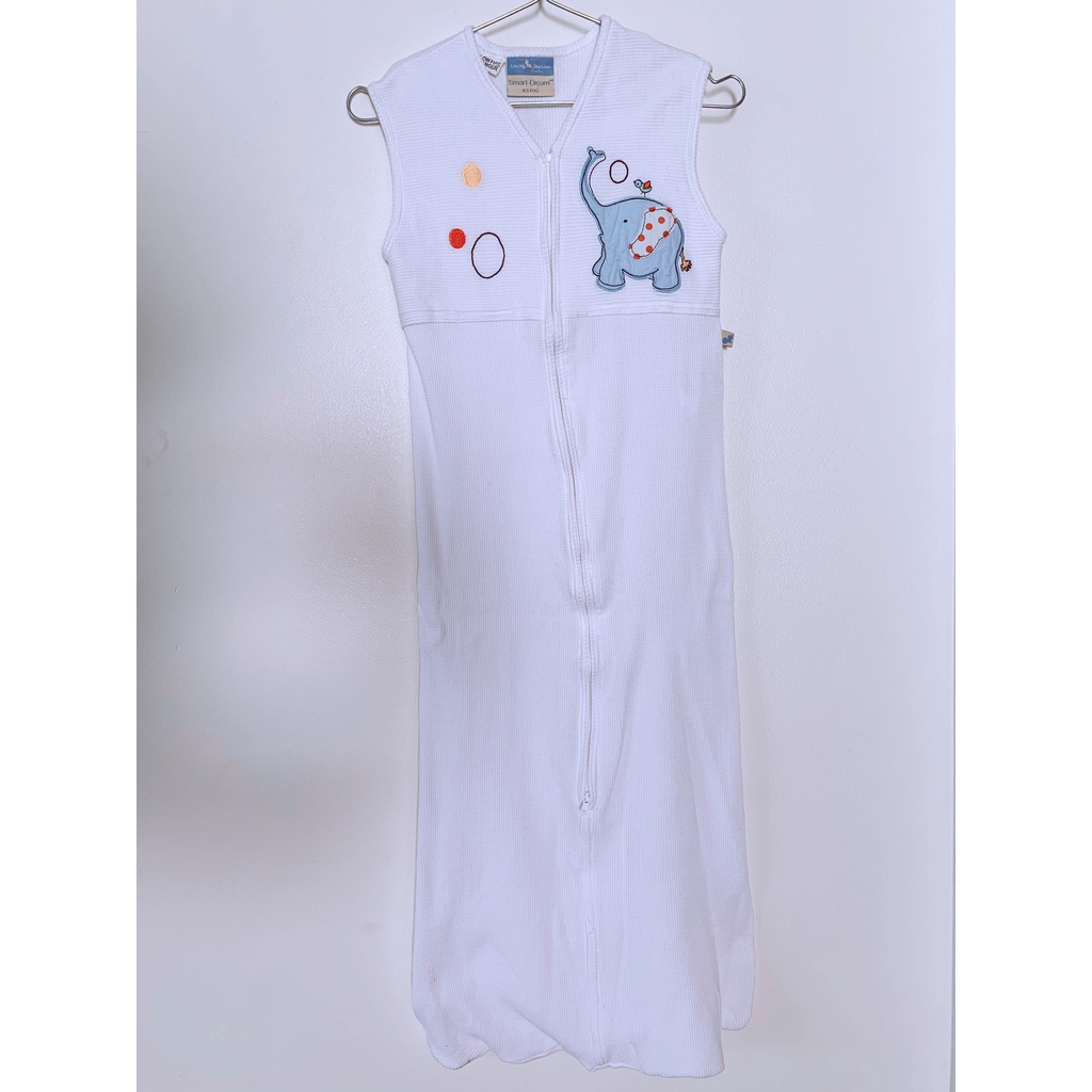 TÚI NGỦ GIÚP BÉ NGỦ NGON YÊN GIẤC - SIZE 18-36 THÁNG 110CM 11KG - TRẮNG - HÌNH VOI - BA LỖ - KÉO KHOÁ TRƯỚC