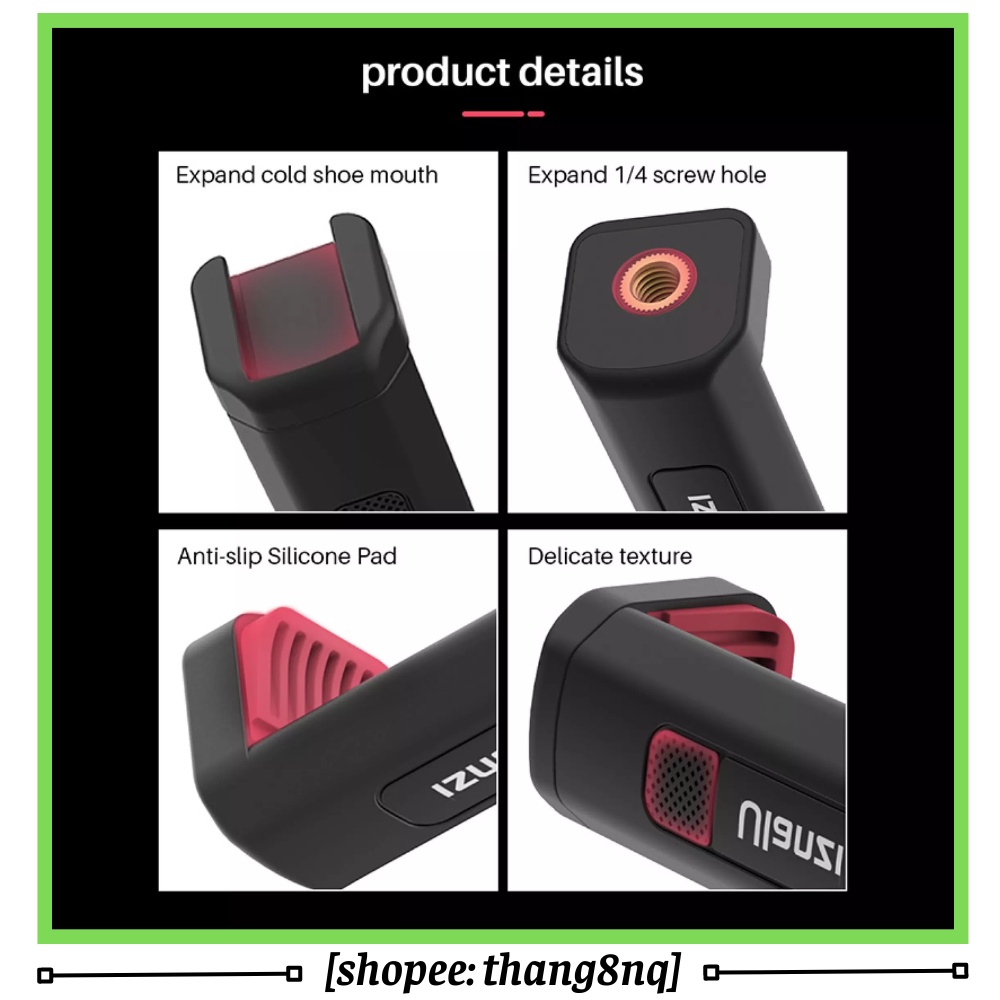 Giá kẹp điện thoại Ulanzi ST-19, tích hợp cold shoe gắn đèn led, micro làm vlog