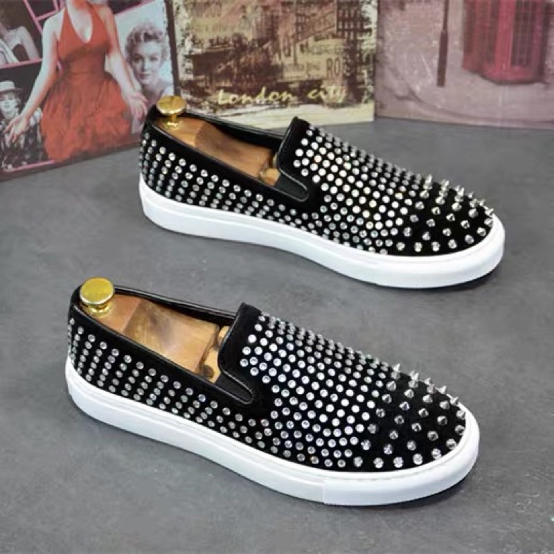 Siêu phẩm giày lười nhũ nam lười đá mũi đinh