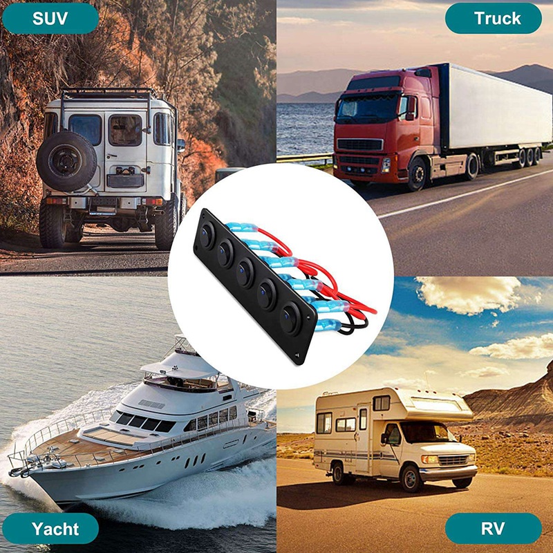 Bảng Công Tắc Bật / Tắt 5 Nút Cho Tàu Thuyền / Xe Hơi 12V 24V