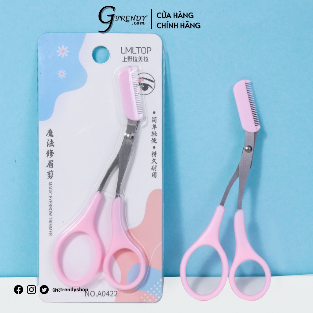 Kéo tỉa lông mày chất liệu thép không gỉ, đầu có lược mini LMLTOP - GTRENDY