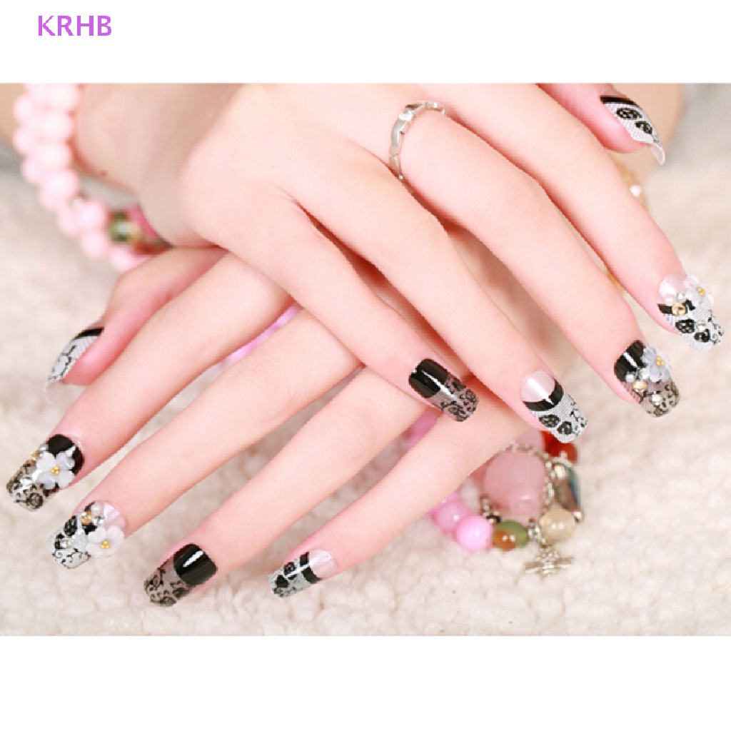 Set 24 Móng Tay Giả Bằng Nhựa Acrylic Tự Nhiên Mới