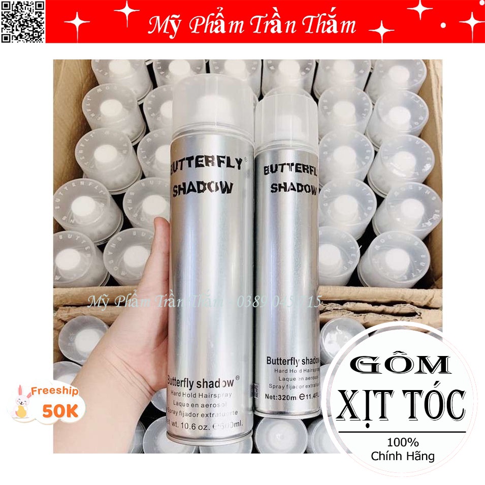 Gôm Xịt Tóc Butterfly Shadow 150ml 320ml 600ml Chính hãng Gôm bạc giữ nếp tạo kiểu nam nữ