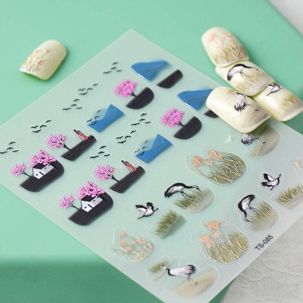 Miếng Dán Trang Trí Móng Tay Phong Cách Trung Hoa Cổ Điển Thời Trang DIY