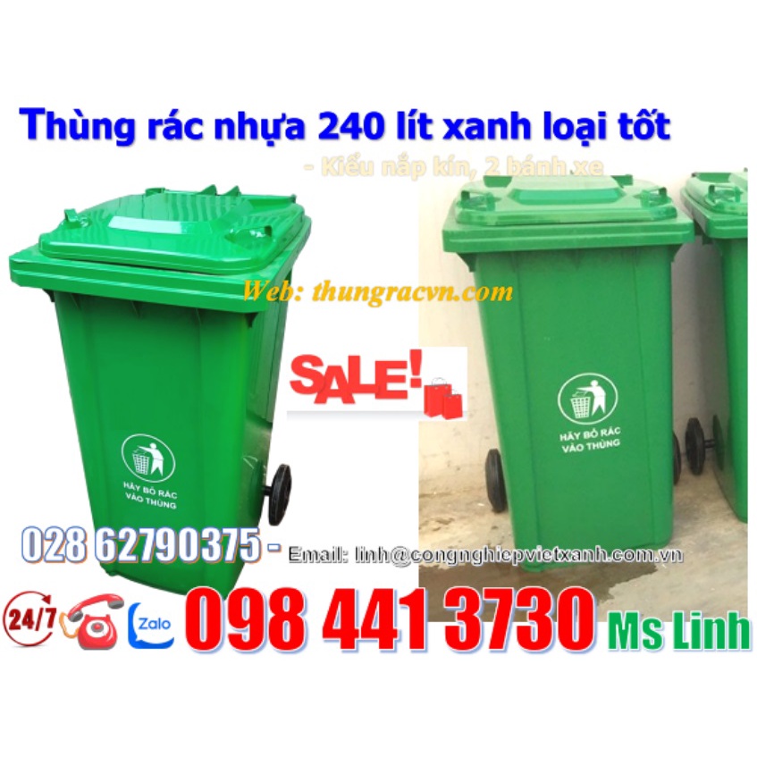 Thùng rác nhựa 240 lít màu xanh 13kg
