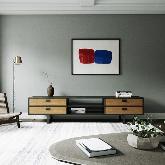 HENRY, Kệ TV 4 ngăn kéo hiện đại TVD_017, 200x40x45cm, Scandi Home