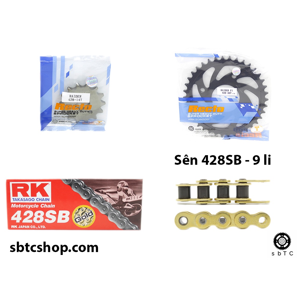 NSD Nhông dĩa RECTO sên RK vàng Raider Satria chính hãng