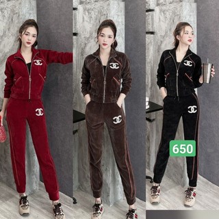 Hot Sét bộ thể thao nhung nữ hai lớp cổ bẻ  (ảnh thật)