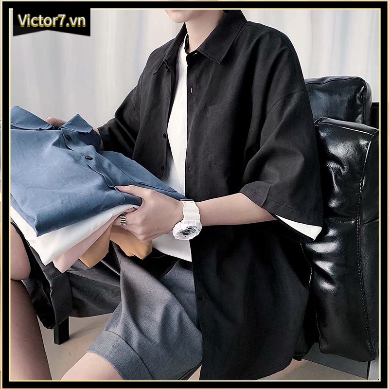 Áo Sơ Mi Nam Tay Ngắn Kiểu Dáng Trẻ Trung Simple áO Sơ Mi Tay NgắN Unisex Phong CáCh HàN QuốC Ifashion QuầN áO Nam Bigsize MàU đấT