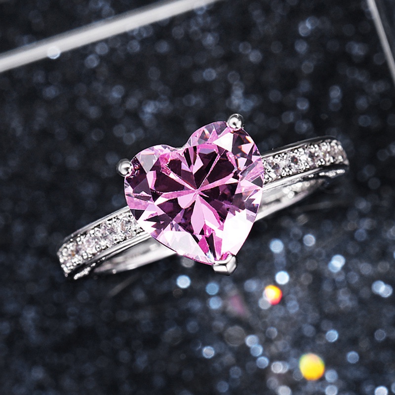 Nhẫn Bạc 925 3 Carat Kích Cỡ 6-10 Đính Đá Sapphire Hồng