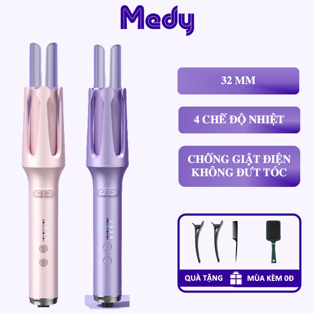 Máy uốn tóc xoăn tự động 32mm không làm tổn thương tóc máy tạo kiểu xoay 360 chất liệu gốm sứ