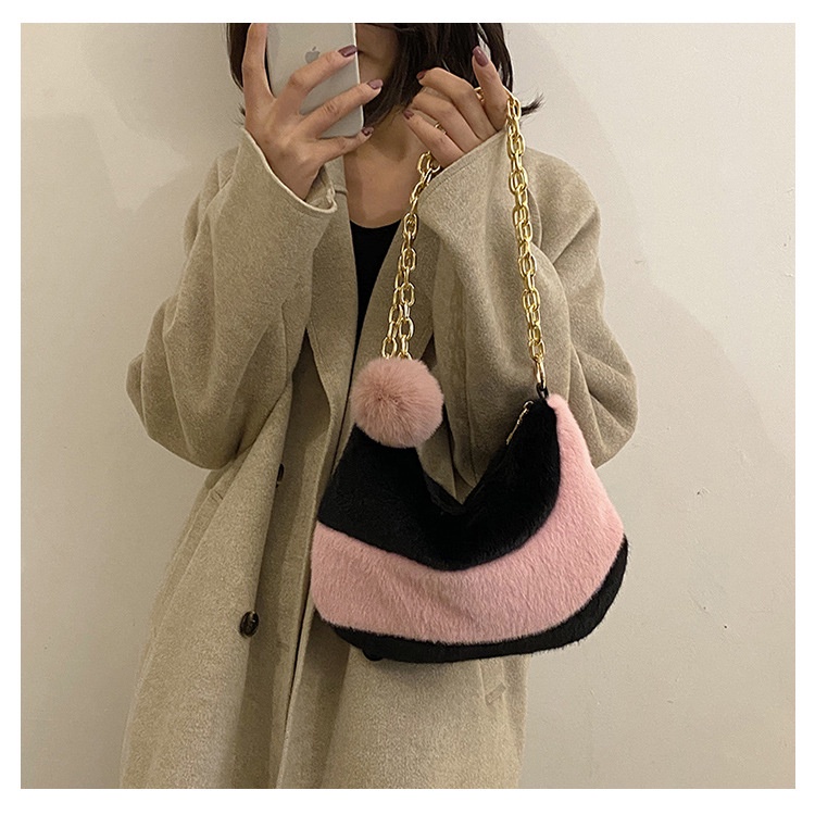 Túi Xách JASMIN NOIR Đeo Vai Chéo Hình Bán Nguyệt Phối Dây Xích Cá Tính Cho Nữ