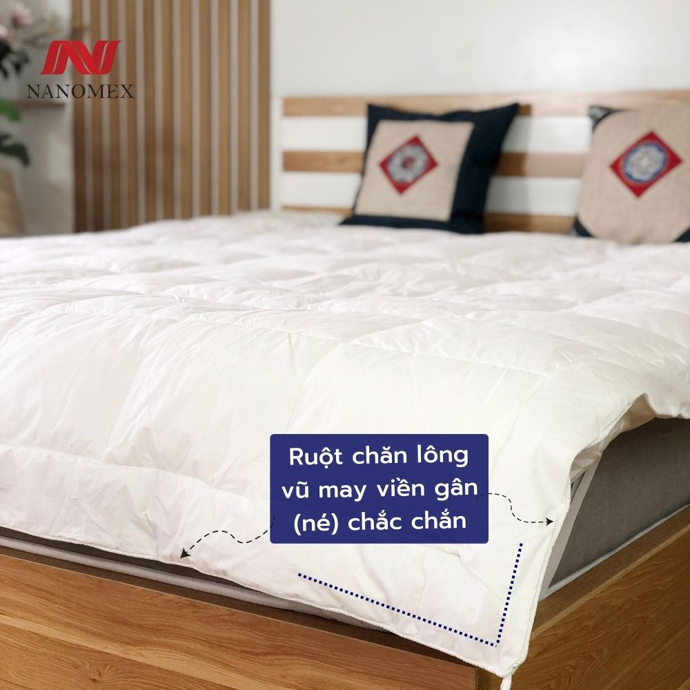 Ruột chăn lông vũ sợi microfiber Hàn Quốc Nanomex dùng cho khách sạn 4-5 sao mềm mại ấm áp đàn hồi tốt