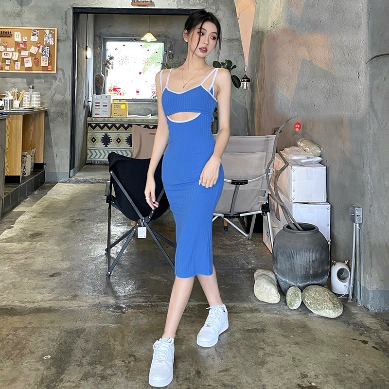 Đầm Midi Sát Nách Ôm Dáng Co Giãn Xẻ Tà Thời Trang Mùa Hè Cho Nữ