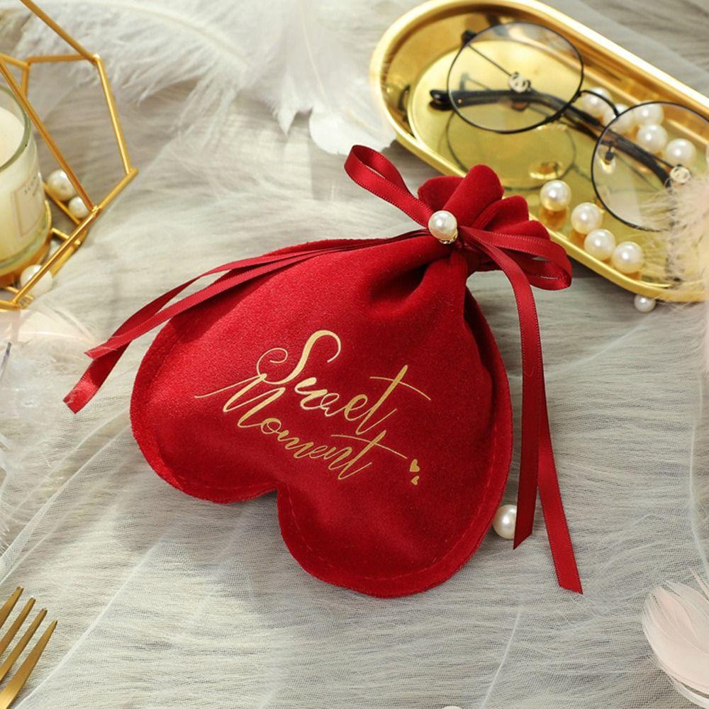 LAKAMIER Bộ 2 Túi Đựng Quà Họa Tiết Trái Tim Xinh Xắn