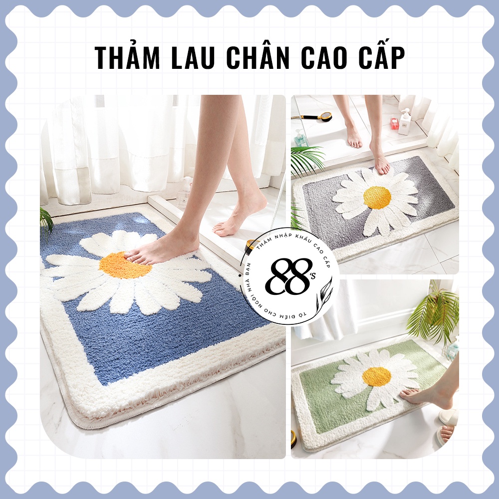 Thảm chùi chân hoa cúc, Thảm lau chân nhà tắm cửa ra vào mềm mại, chống trơn trượt thấm hút nhanh