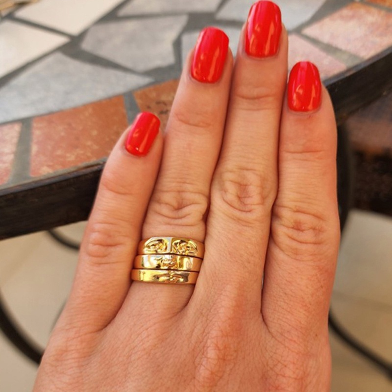 Bộ 3 Nhẫn Xếp Chồng Lên Nhau Hình Mặt Cười Vui Nhộn Thời Trang Cho Nữ