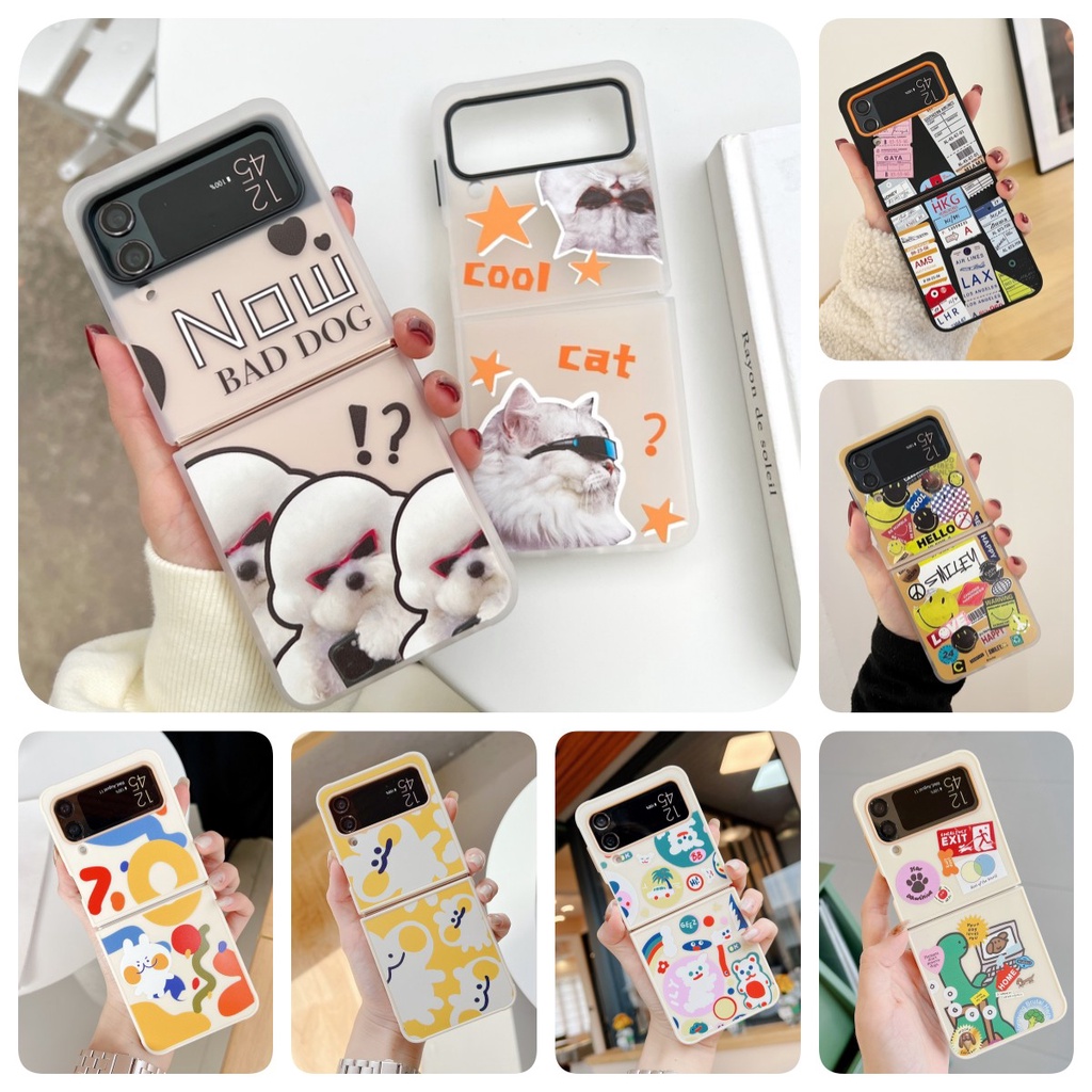 Ốp Điện Thoại Cứng Hình Khủng Long / Thỏ / Cầu Vồng Dễ Thương Cho Samsung Galaxy Z Flip 3 5G Flip 4 ZFlip4 Flip3