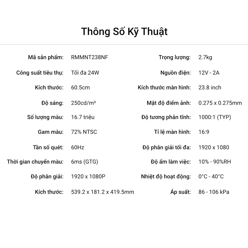 Màn Hình Máy Tính Xiaomi Redmi Desktop Monitor 1A 23.8" Màn Hình PC