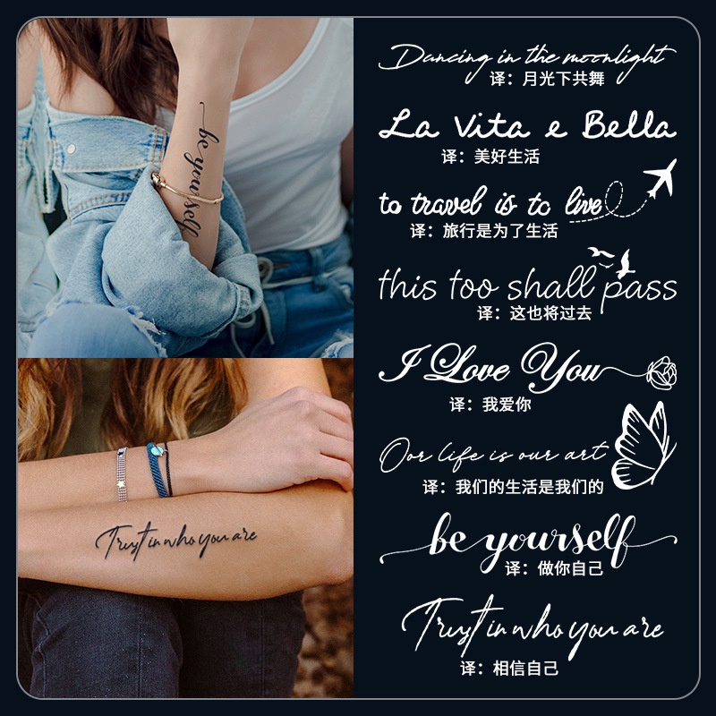 Bộ 30 hình xăm CHỮ dán tạm thời unisex chống thấm nước có thể kéo dài đến 15 ngày JIAMIN Magic Tattoo nhiều mẫu mới 2022