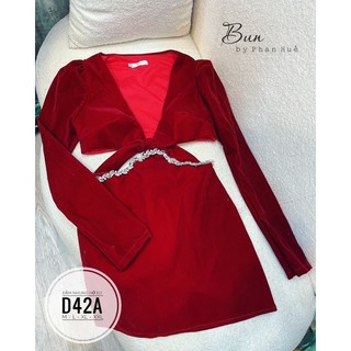 Bigsize Đầm nhung hở eo D42A