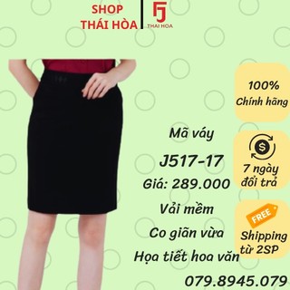 Chân váy Thái Hòa chất đẹp co giãn màu đen trơn J281-17 và đen thêu trang trí J517-17