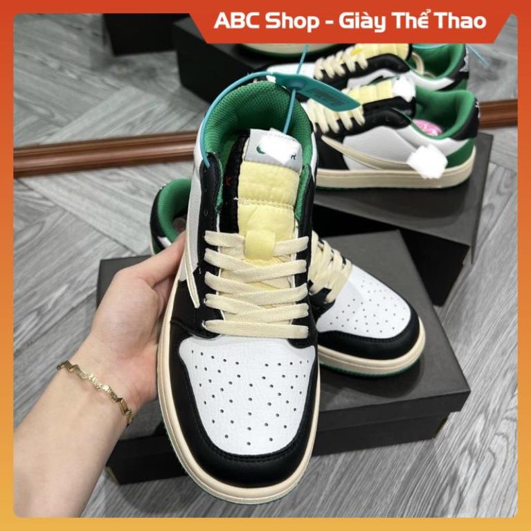 Giày sneaker travis scott xanh lá thể thao nam nữ , Giày JD1 đen gót xanh đế kem thấp cổ full bill box abc shop