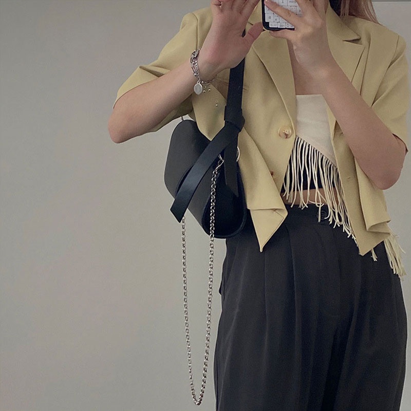 MISCHA Túi Xách Da PU Màu Trơn Phong Cách Phương Tây Thời Trang Cho Nữ