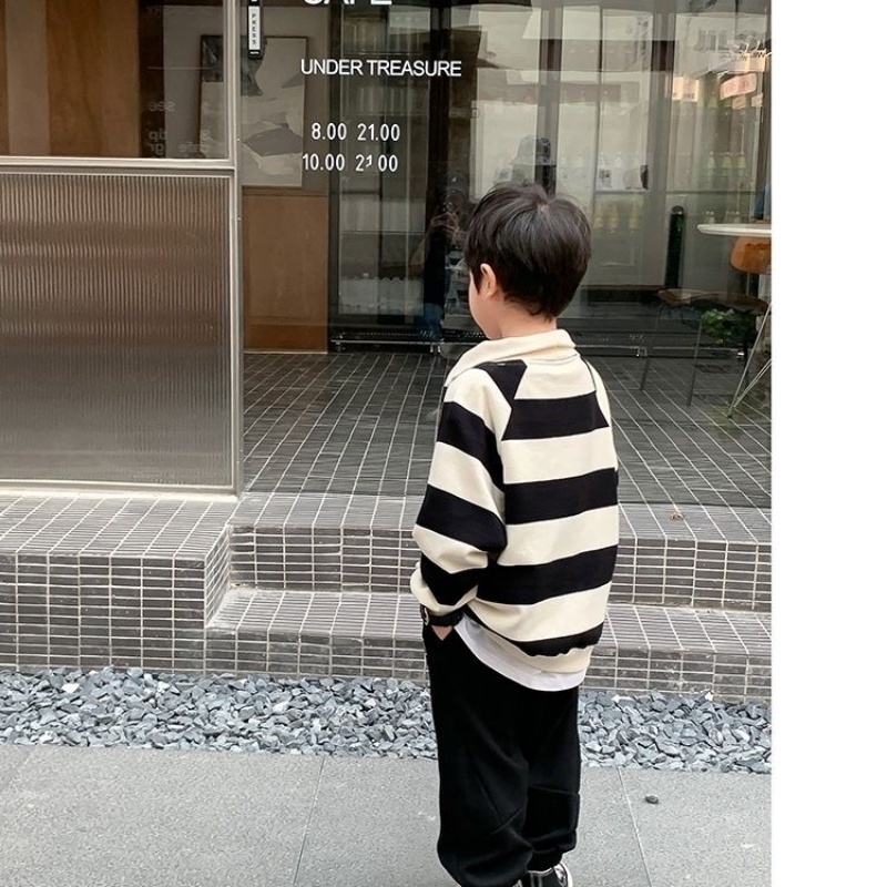 Áo Hoodie Họa Tiết Kẻ Sọc Thời Trang Mùa Thu Hàn Quốc Mới Cho Bé Trai