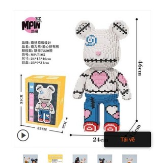 Bộ đồ chơi Bearbrick Miệng Kéo Khóa,mô hình lắp ráp 3D decor trang trí có quà tặng mini cao 46cm - Mobearbrick
