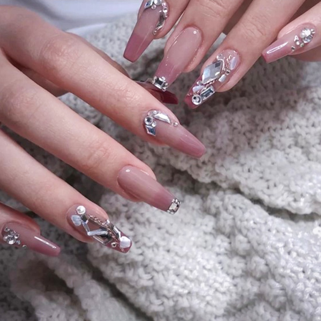 Túi 50 Hạt Kim Cương Giả Hình Học 3D Trang Trí Móng Tay Nghệ Thuật