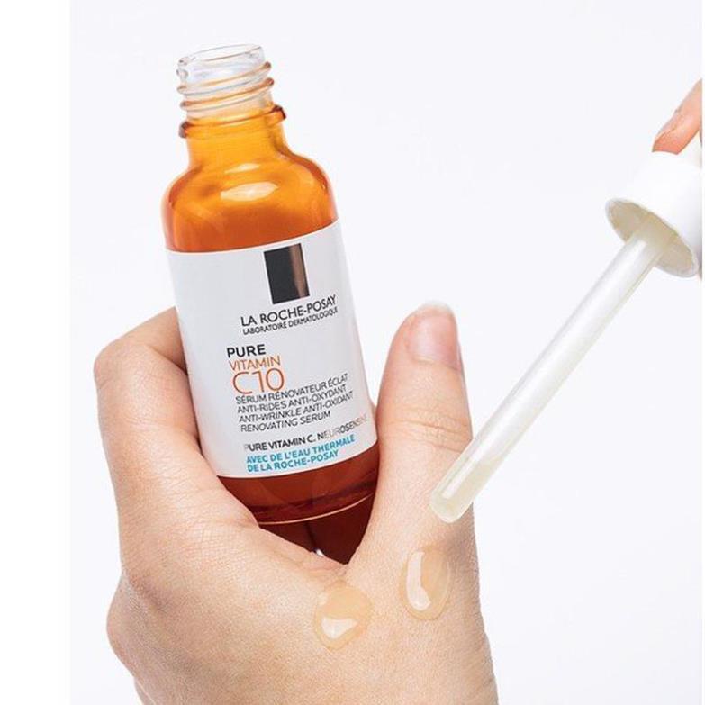 Serum Tinh Chất Dưỡng Trắng La Roche-Posay Pure Vitamin C10 - Tặng Kèm 2 Miếng Mặt Nạ Nhau Thai Cừu